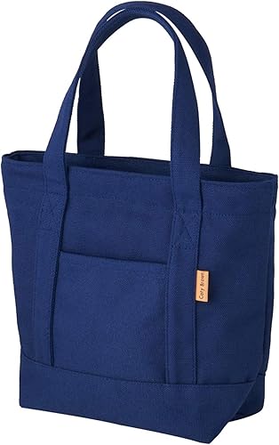 Amazon ミニ トートバッグ レディース メンズ キャンバス ファスナー 小さめ コンパクト 帆布 ネイビー トートバッグ