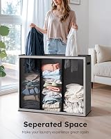 SOLEDI 180L Laundry Basket 3 Section Extra Large with Lid and Handles view 2