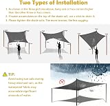 Mokani 2x2m Sun Shade Sail Grey Waterproof UV 95% with Ropes view 7