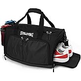 Spalding Duffle Bag Gym Bag for Men and Women | Large Black Duffel with Shoe and Wet Compartment | Use for Sport Gear and Accessories | Waterproof Bags for Sports Fitness Workout Travel