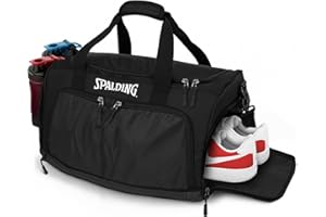 Spalding Duffle Bag Gym Bag for Men and Women | Large Black Duffel with Shoe and Wet Compartment | Use for Sport Gear and Accessories | Waterproof Bags for Sports Fitness Workout Travel
