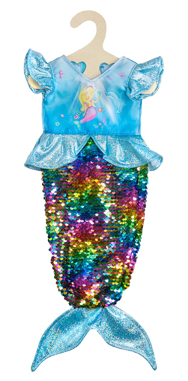 Heless 2920 - Mermaid Ava Doll Dress with Reversible Sequins, Size 35-45 cm