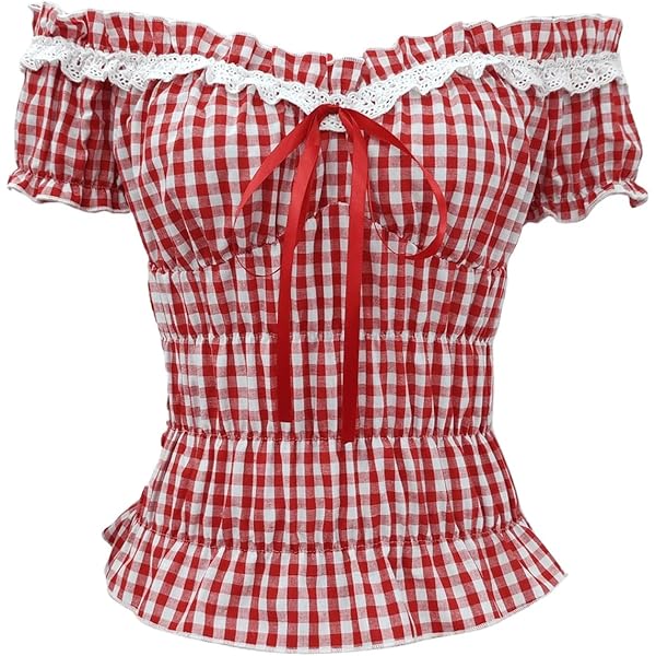 Women Y2k Gingham Tube Top Strapless Backless Plaid Peplum Vest
