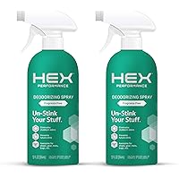 HEX Performance Deodorizing Spray, Fragrance Free, 12oz (Pack of 2) - Awesome for Shoes, Gear & Workout Mats, Eco…