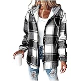 Kvture Fall Jackets for Women 2025 Plaid Jacket Fleece Lined Jacket Flannel Shirt Long Sleeve Button Down Shacket Sherpa Coat