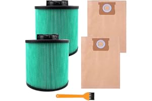 SOUL KOCHIN 2 Pack DXVC6914 HEPA Vacuum Filters Replacement for DeWalt 6-16 Gallon Wet/Dry Vacuum Cleaners + 2 Pack DXVA19-41