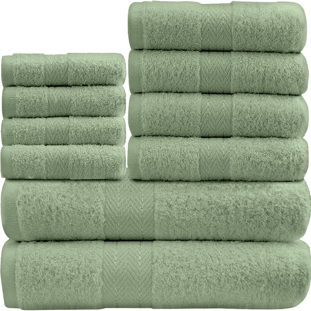 GC GAVENO CAVAILIA 10 Piece Towel Bale Set Sage Green 450 GSM Cotton
