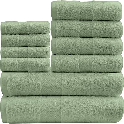 GC GAVENO CAVAILIA 10 Piece Towel Bale Set Sage Green 450 GSM Cotton