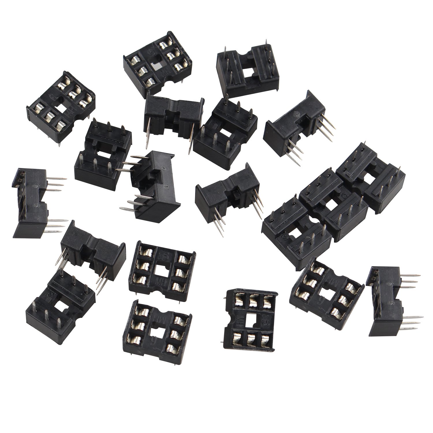 Futheda 20PCS 6 Pin 2.54mm Pitch DIP/DIL IC Sockets Solder Type Adaptor
