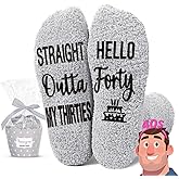 HAPPYPOP Unique Birthday Gifts for Him - Fuzzy 40 50 60 Year Old Socks for Man