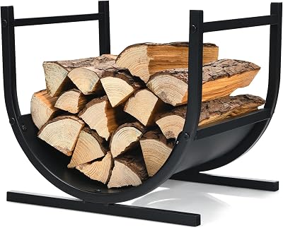 TANGZON Heavy Duty U-Shaped Firewood Rack, Rust-Resistant Log Holder