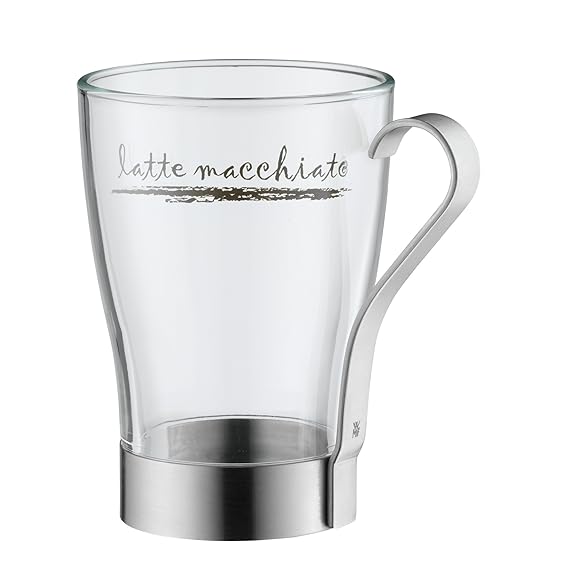WMF Latte Macchiato Glas, Cromargan Edelstahl, mattiert, spülmaschinengeeignet, 200 ml