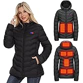 OAOA innovation Womens Heated Jacket with 10000mAh Battery Pack, Dual Control Button Heated Coat