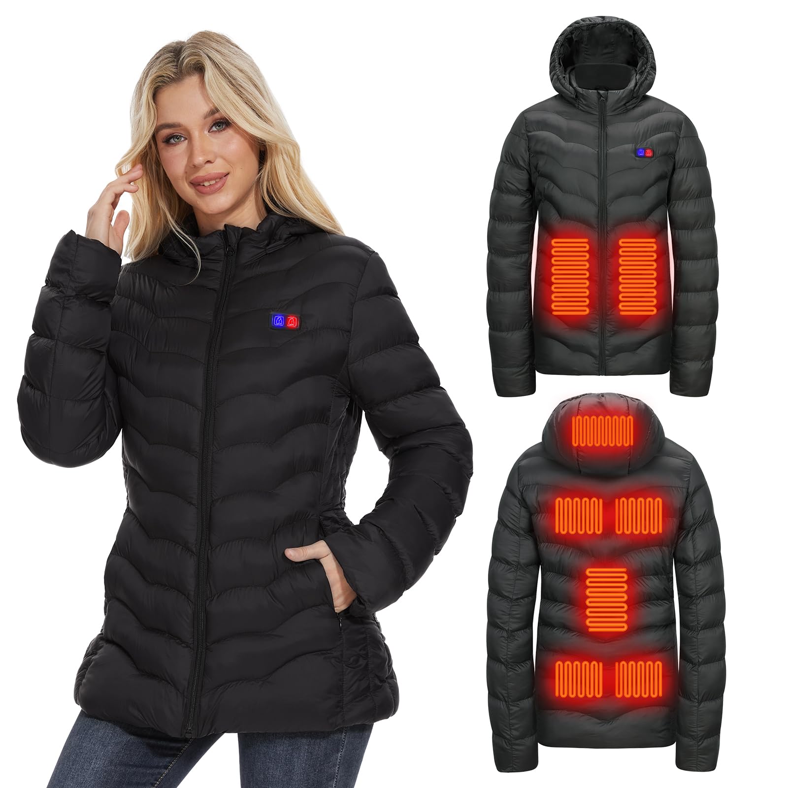 OAOA innovation Womens Heated Jacket with 10000mAh