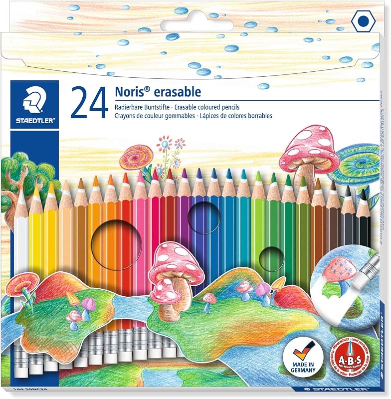 Noris 144 Matite cancellabili – 24 colori, esagonale