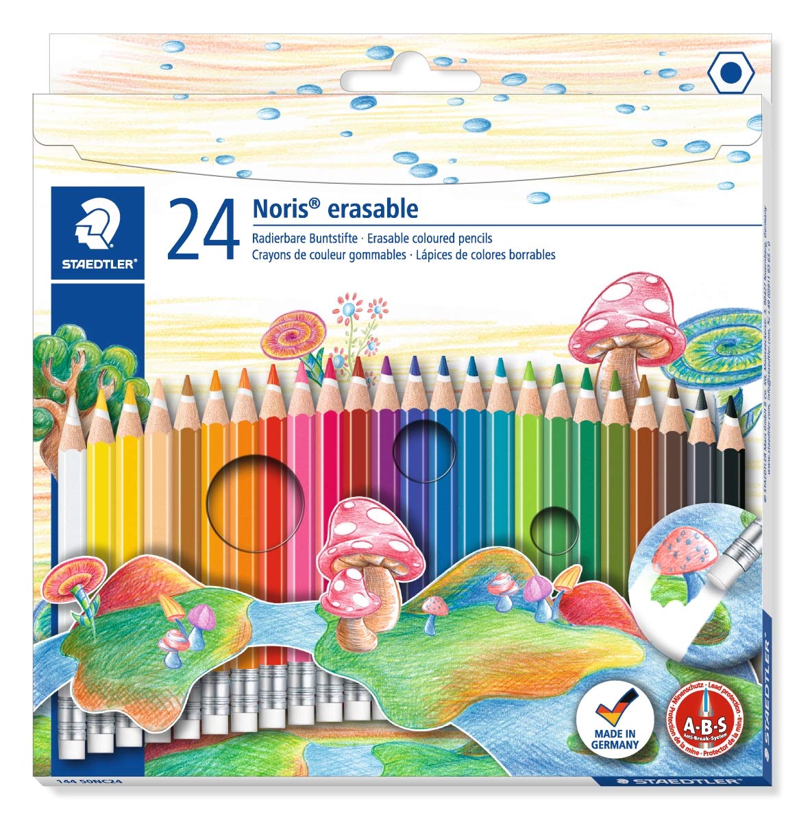 Staedtler Noris Club 144 50NC24 Erasable Colouring Pencils - Assorted Colours (Pack of 24)