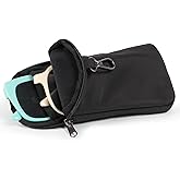 Huvon Double Glasses Case Soft Eyeglass Case with Clip & Zipper, Dual Sunglasses Pouch for Women Men Travel Eyewear Bag