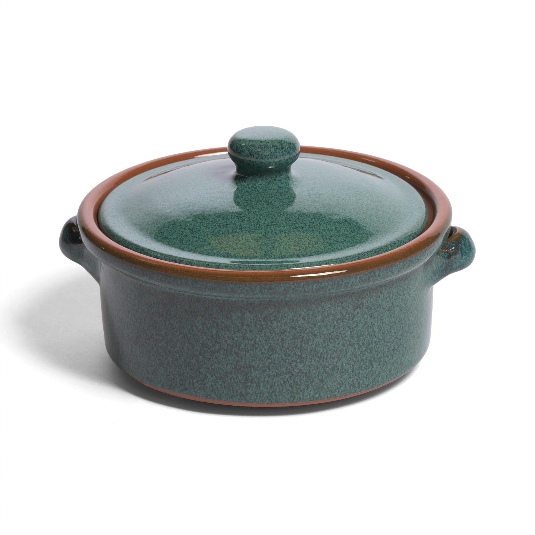 Amazing Cookware Terracotta Casserole Dish 1 Litre Peacock Green