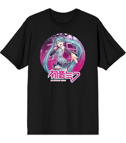 Amazon.com: Hatsune Miku Blue Line Art Crew T-Shirt, Vocaloid Star