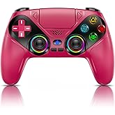 Nonbliep LED for PS5 Controller, for PS5 Slim/Pro/PC, Wireless Controller with 9 Colors RGB Light/Dual Vibration/Turbo/3.5mm Audio Jack/Speaker/Programmable for Playstation 5 Controller