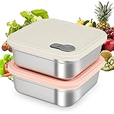 2 Pack Stainless Steel Sandwich Containers, 20oz Leakproof Reusable Metal Lunch Boxes with Silicone Lids, BPA-Free Meal Prep Food Storage Containers for Snacks, Fruits, Salad, Travel & Office Lunch