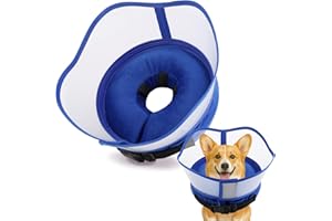INSPACK Soft Dog Cone Collar, Inflatable Donut Cones Alternative After Surgery with No-Lick Shield for Large/Medium/Small Dogs to Stop Licking, Elizabethan Neck Ecollars of Shame Comfy Pillow Recovery Blue