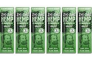 ZIG-ZAG Hemp Wraps 6-Pack - Natural (2 Wraps Per Pack) 100% Natural, Slow-Burning Hemp Wraps