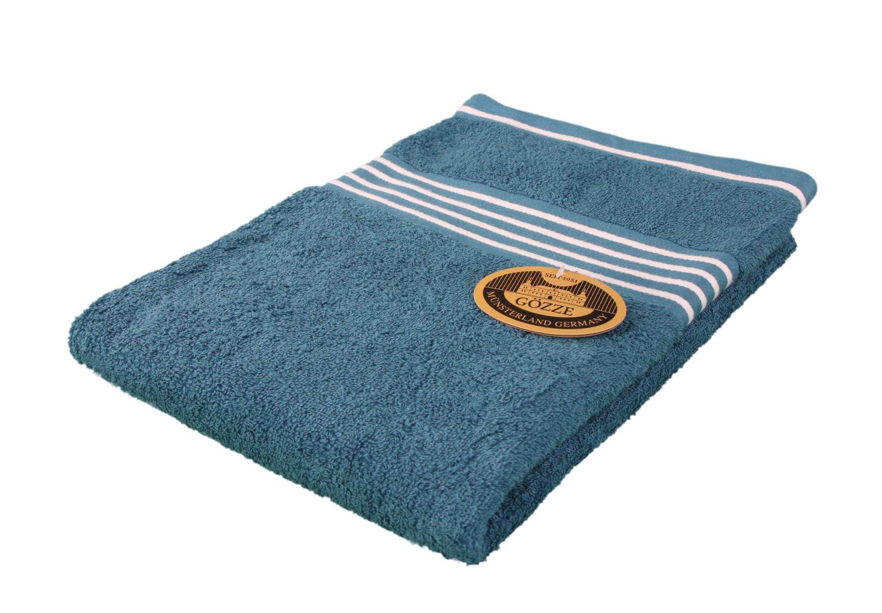 Gözze shower towel, 100% cotton, 70 cm x 140 cm, Rio, full colour, petrol, 70 x 140 cm