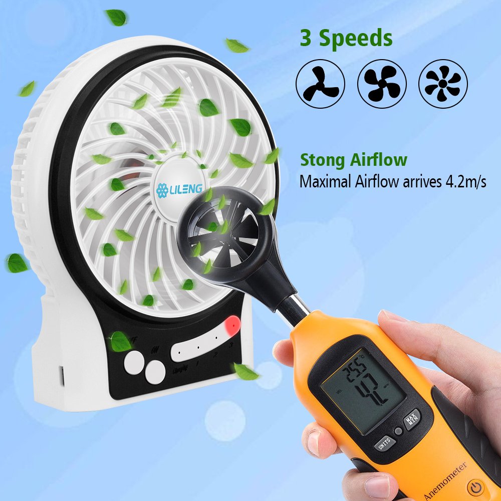 Personal Portable USB Rechargeable Cooling Mini Desk Fan with LED Light