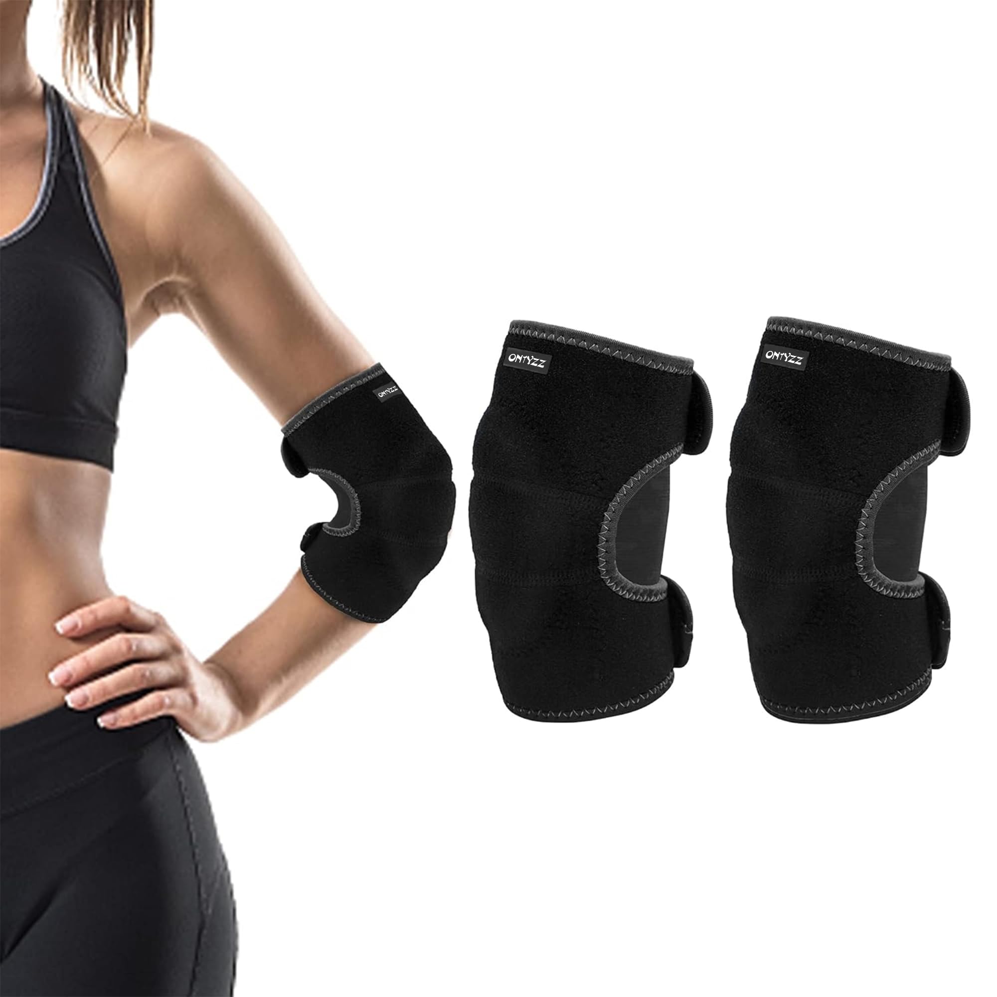 ONTYZZ Kids Elbow Pads Support Adjustable Children Elbow Brace Protector with SBR Pad Guard Wraps for Cycling Dancing Volleyball Crawling Black/M