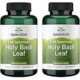 Swanson Holy Basil Leaf (Tulsi) - Stress Support and Well-Being Supplement - (120 Capsules, 800mg Per Serving) 2 Pack