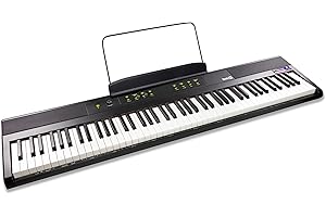 RockJam 88-Key Digital Piano with Semi-Weighted Keys, Lessons & Keynote Stickers.