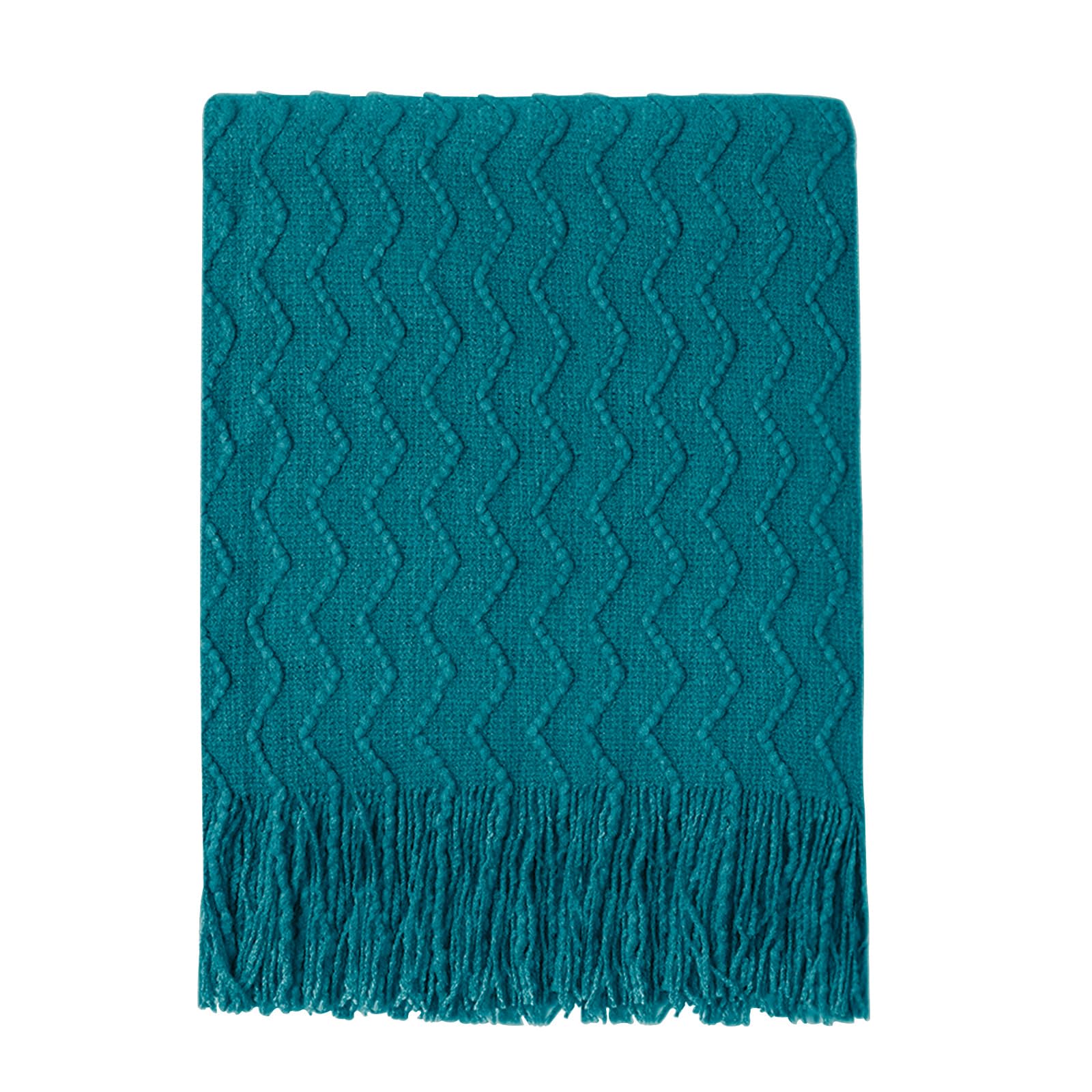 Photo 1 of BOURINA Teal Throw Blanket 50x60 Inches Throw Textured Solid Soft Sofa Couch Decorative Knit Blanket