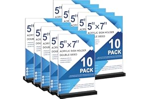 SEENCOOL Acrylic Sign Holder 5x7-10Pack Vertical Double Sided Acrylic Sign Stands, Clear Table Menu Display Stand Paper Holder, Plastic Flyer Holder, Vendor Booth Display Items