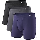 DAVID ARCHY Men’s Boxer Briefs with Covered Waistband & Fly, Breathable Underwear, Moisture-Wicking, 3-Pack