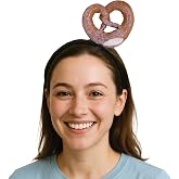 Beistle Pretzel Headband &ndash; Foam Pretzel Costume Accessory with Salt Detail, Oktoberfest Party Handout, Funny Novelty Food Headwear, Bavarian German Beer Festival Hat Gag Gift, Black Snap-On Headband