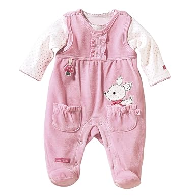 Bornino Strampler-Set REH (2-TLG) - Baby-Overall für Mädchen aus weichem Nicki - mit Druckknöpfen in Schulter- & Schrittberei
