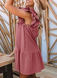 Dokotoo Womens Summer Casual V-Neck Drawstring