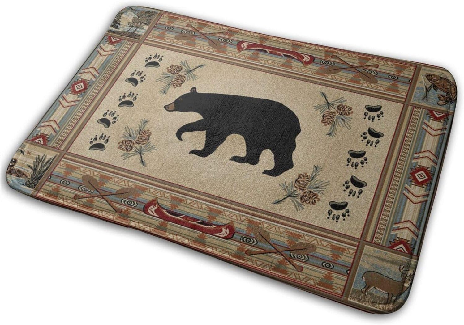Grizzly Bear Memory Foam Bath Mat Non Slip Ultra Absorbent Bathroom Rug Carpet, 15.7