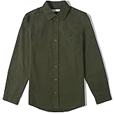 Tronjori Boys Long Sleeve Button Down Cotton Casual Shirt Dress Shirt School Uniform