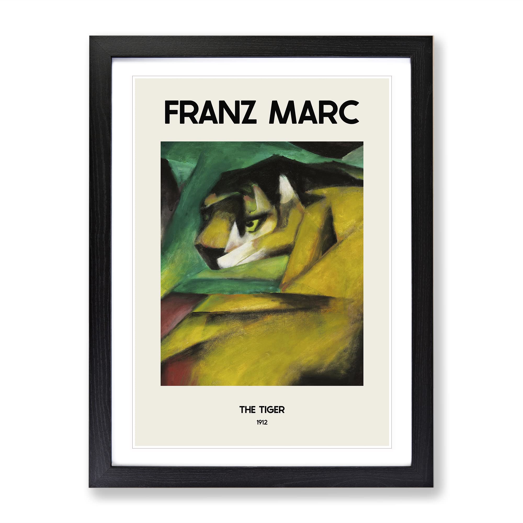 The Tiger By Franz Marc Exhibition Museum Painting Framed Wall Art Print, Ready to Hang Picture for Living Room Bedroom Home Office Décor, Black A4 (34 x 25 cm)