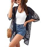 Funnysoft Boho Kimonos for Women Loose Beach Cover up Summer Swimsuit Coverup Cardigan for Holiday Vacation