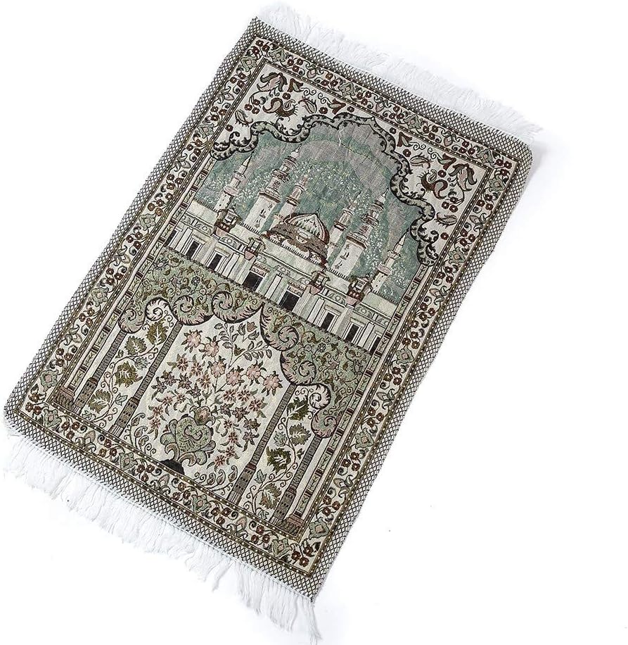 Sandala Soft Chenille Muslim Prayer Rug Floral Design Lightweight Luxury Islamic Ramadan Carpet Sajjadah (Gray-02)