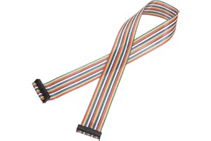 MECCANIXITY IDC Rainbow Wire Flat Ribbon Cable 2.54mm Pitch 26 Pin Connection Line FC Dual Female Black Connector for DIY Exp