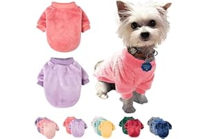 FabriCastle Small Dog Sweater, Pack of 2, Dog Clothes, Dog Coat, Dog Jacket for Small or Medium Dogs Boy or Girl, Ultra Soft and Warm Cat Pet Sweaters (Small, Pink,Light Purple)