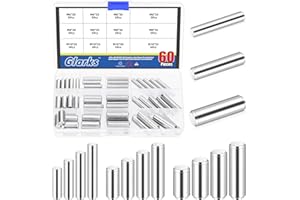 Glarks 60pcs 6/8/10mm Dowel Pins Kit, 12 Sizes 304 Stainless Steel Cylindrical Shelf Support Peg Pin Fasten Elements, Wood Bu