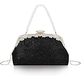 YYW Clutch Purse for Women Lace Formal Evening Bag with Rhinestones for Wedding Prom Party Clutch Shoulder Cross Body Handbag