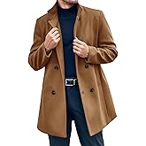 Runcati Mens Mid Long Trench Coat Winter Double Breasted Pea Coat Casual Business Warm Overcoat