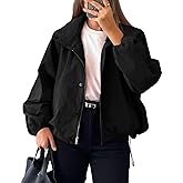 Daacee Women’s Lightweight Bomber Jacket Trendy High Neck Zip Up Windbreaker Jackets Streetwear Outerwear