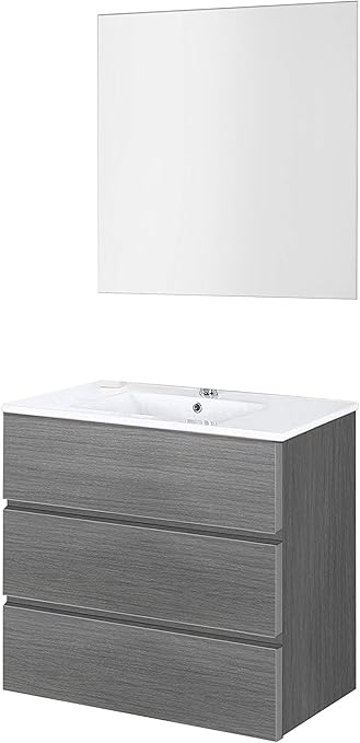 Baikal 830134025 Conjunto de Muebles de Baño con Lavabo y Espejo Luna